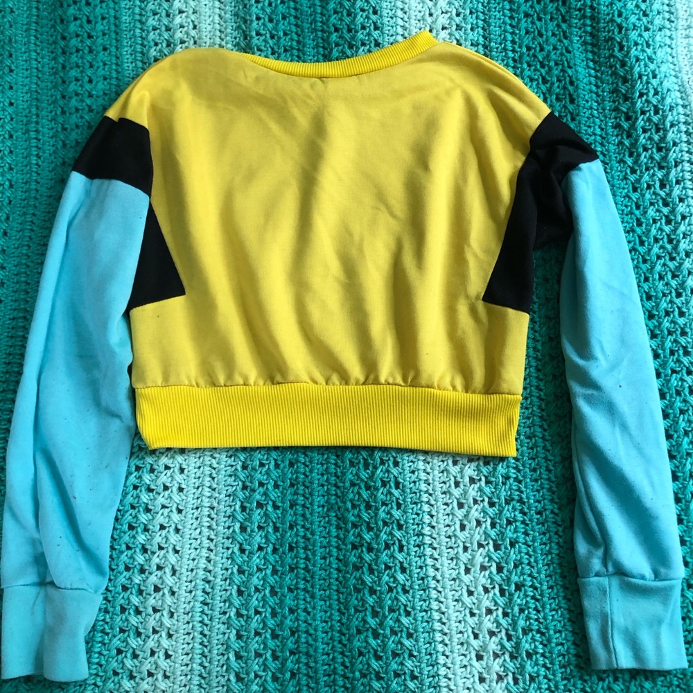 Retro Colorblock Cropped Sweatshirt
